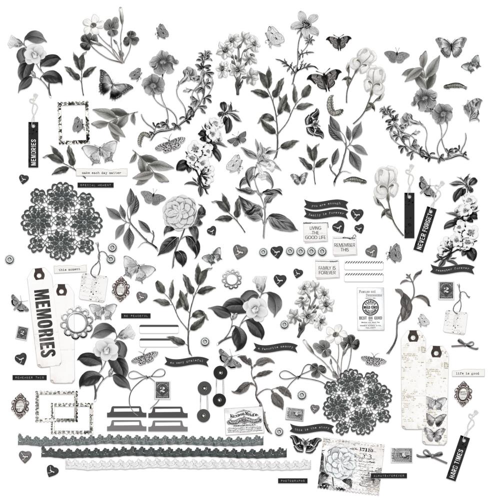 Color Swatch Charcoal Collection - Mini Laser Cut Elements