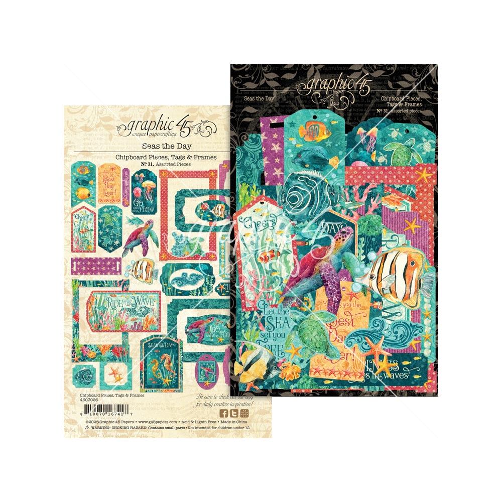 Graphic 45 Chipboard Pieces, Frames & Tags - Seas The Day