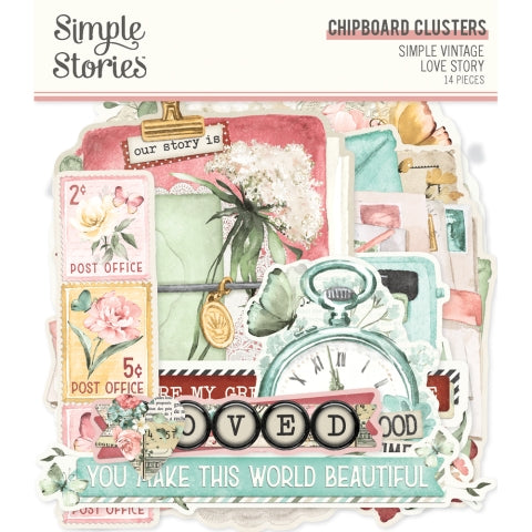 Simple Vintage Love Story - Chipboard Clusters
