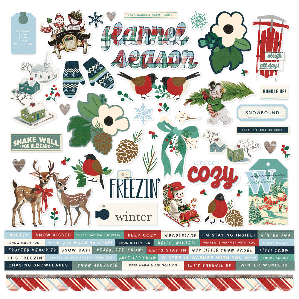 Simple Vintage Flannel Season - Cardstock Stickers **PREORDER**