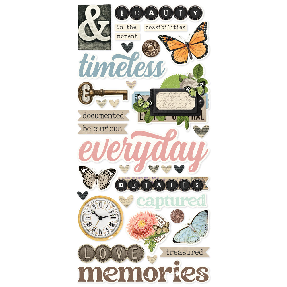Simple Vintage Junk Drawer Foam Stickers