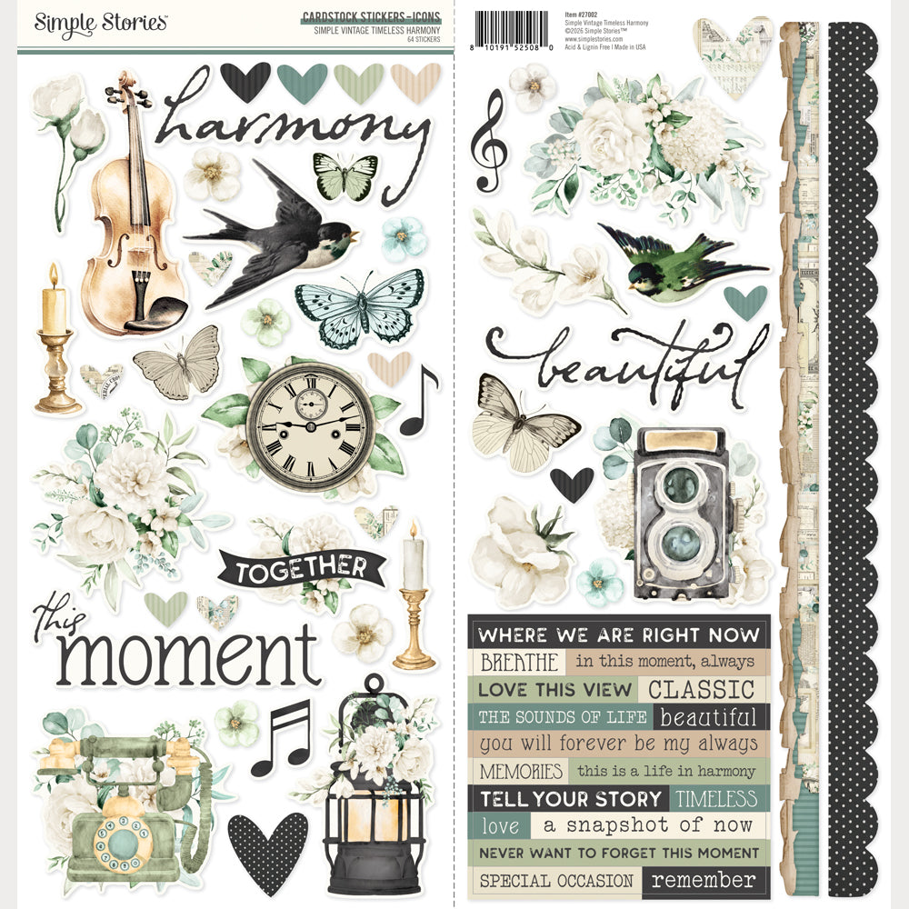 Simple Vintage Timeless Harmony - Cardstock Stickers Icons