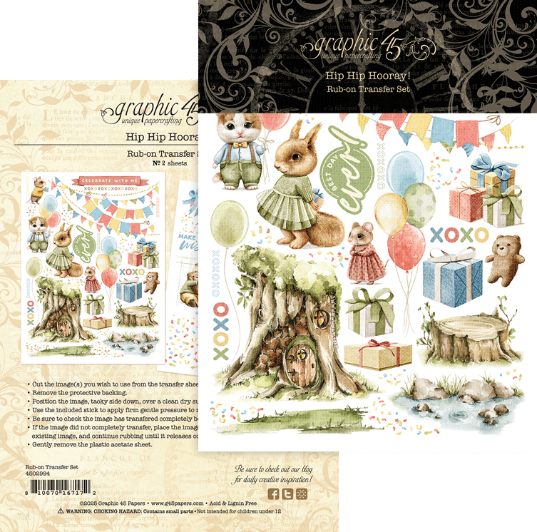 Hip Hip Hooray Rub-On Transfers