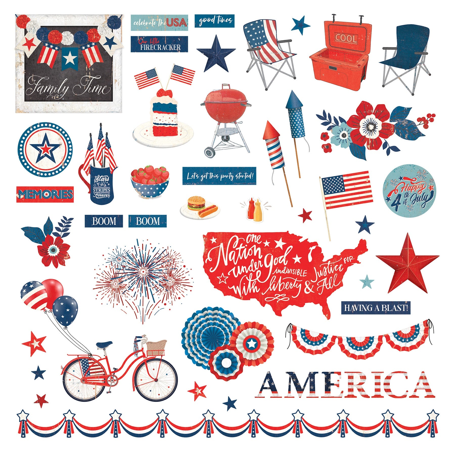 America The Beautiful Stickers 12"X12"-Elements