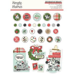 Say Cheese Classic Mouse Christmas - Decorative Brads ** PREORDER**