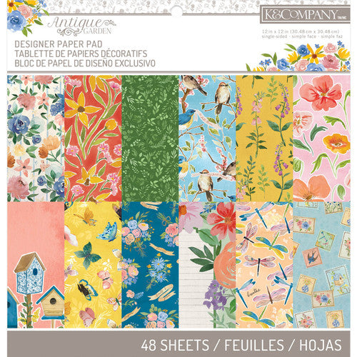 K&Company Antique Garden Paper Pad 12"x12" 48/Pkg