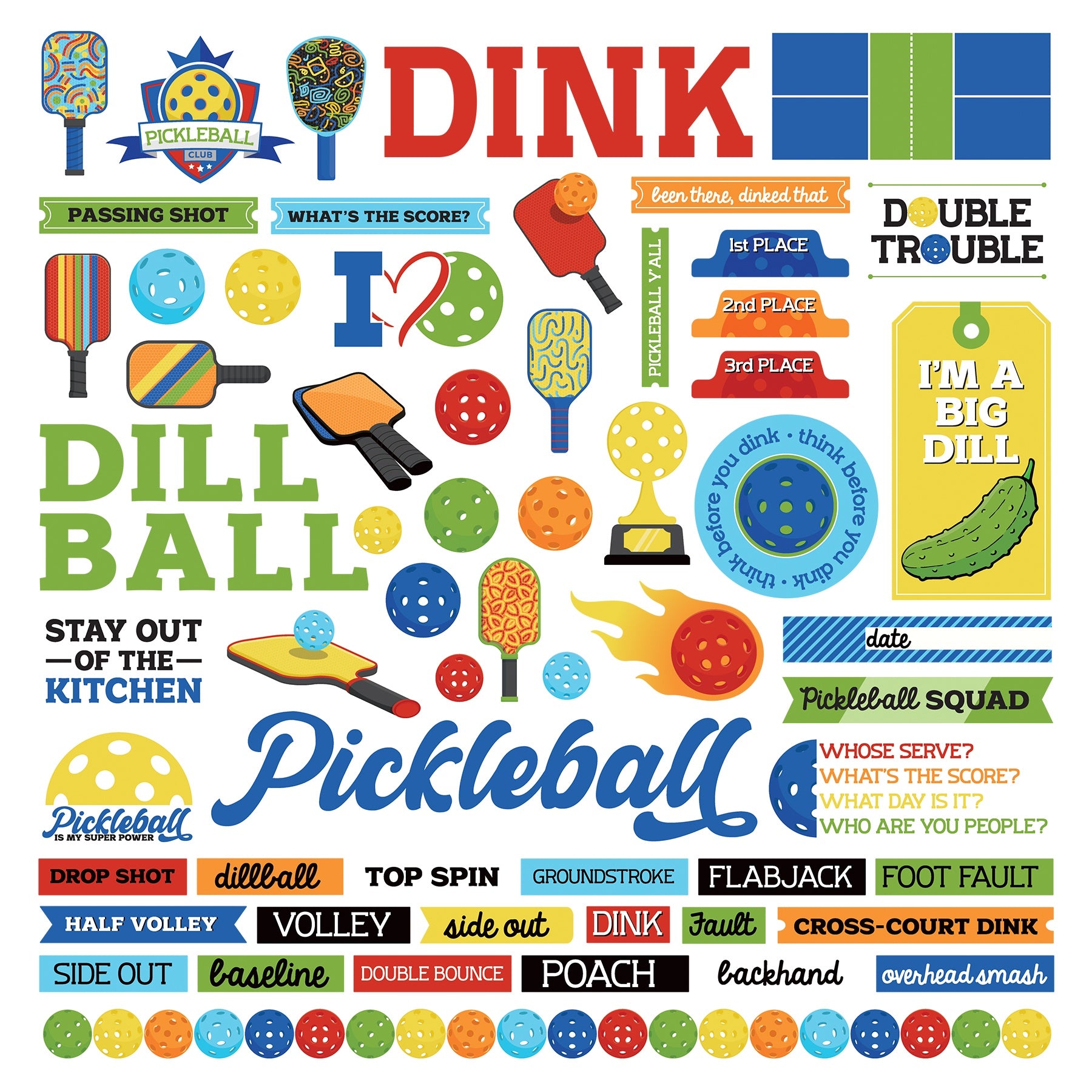 Pickleball 12"X12" Element Sticker