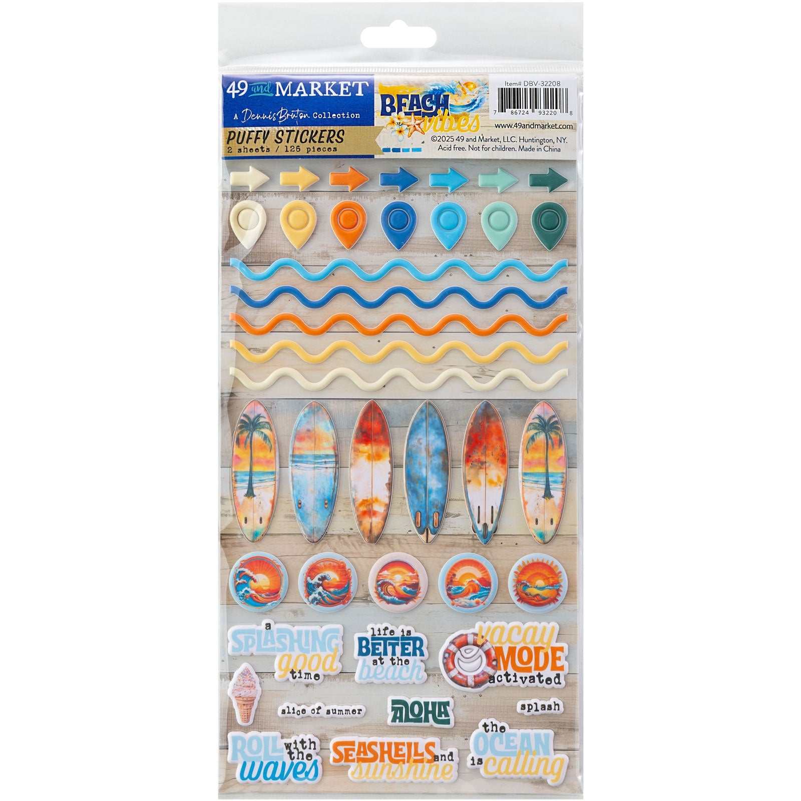 49 And Market Puffy Stickers Beach Vibes