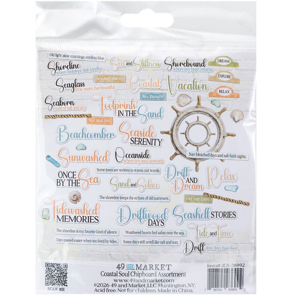 49 and Market - Coastal Soul Chipboard Assortment **PRE-ORDER**