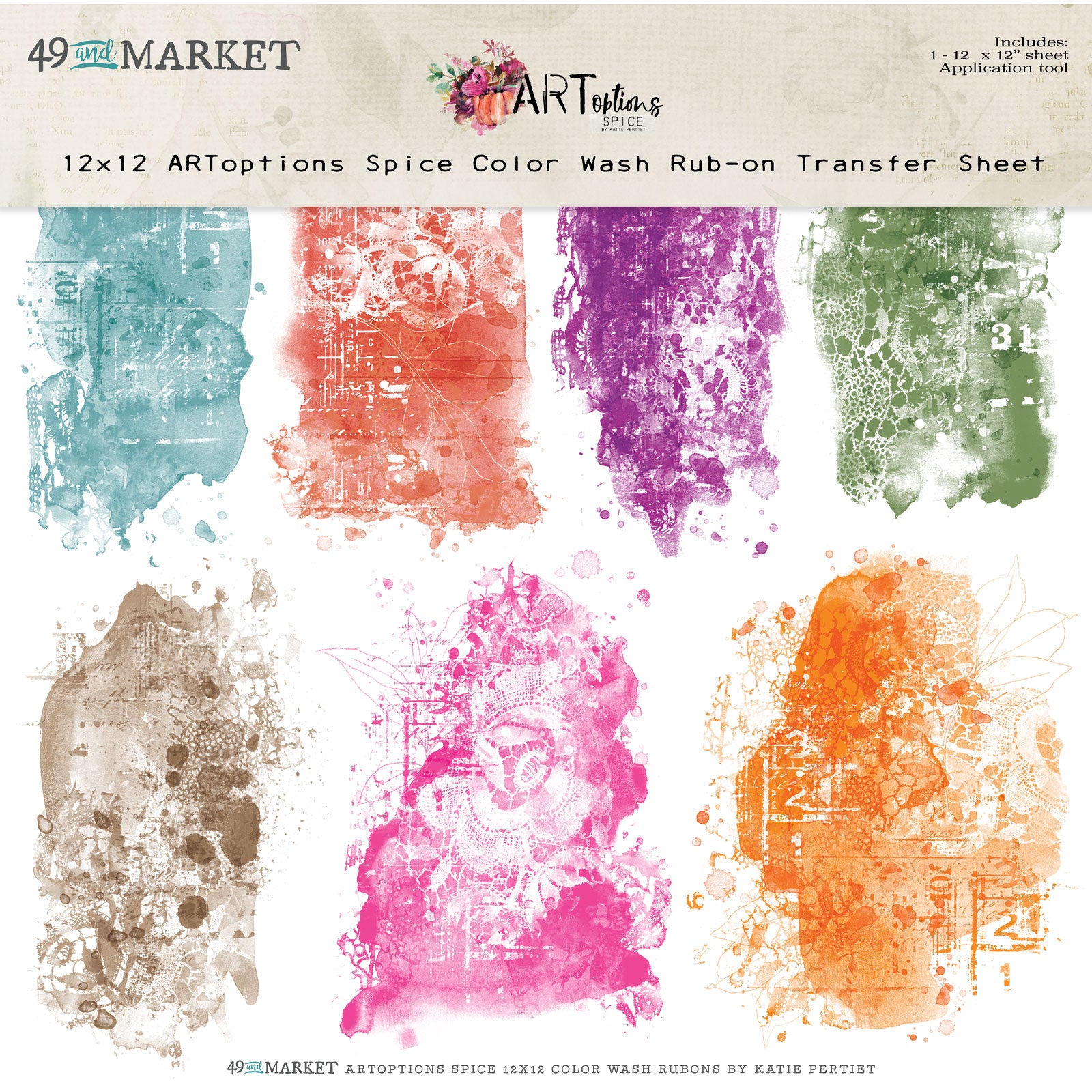 ARToptions Spice Rub-Ons 12"X12" Color Wash