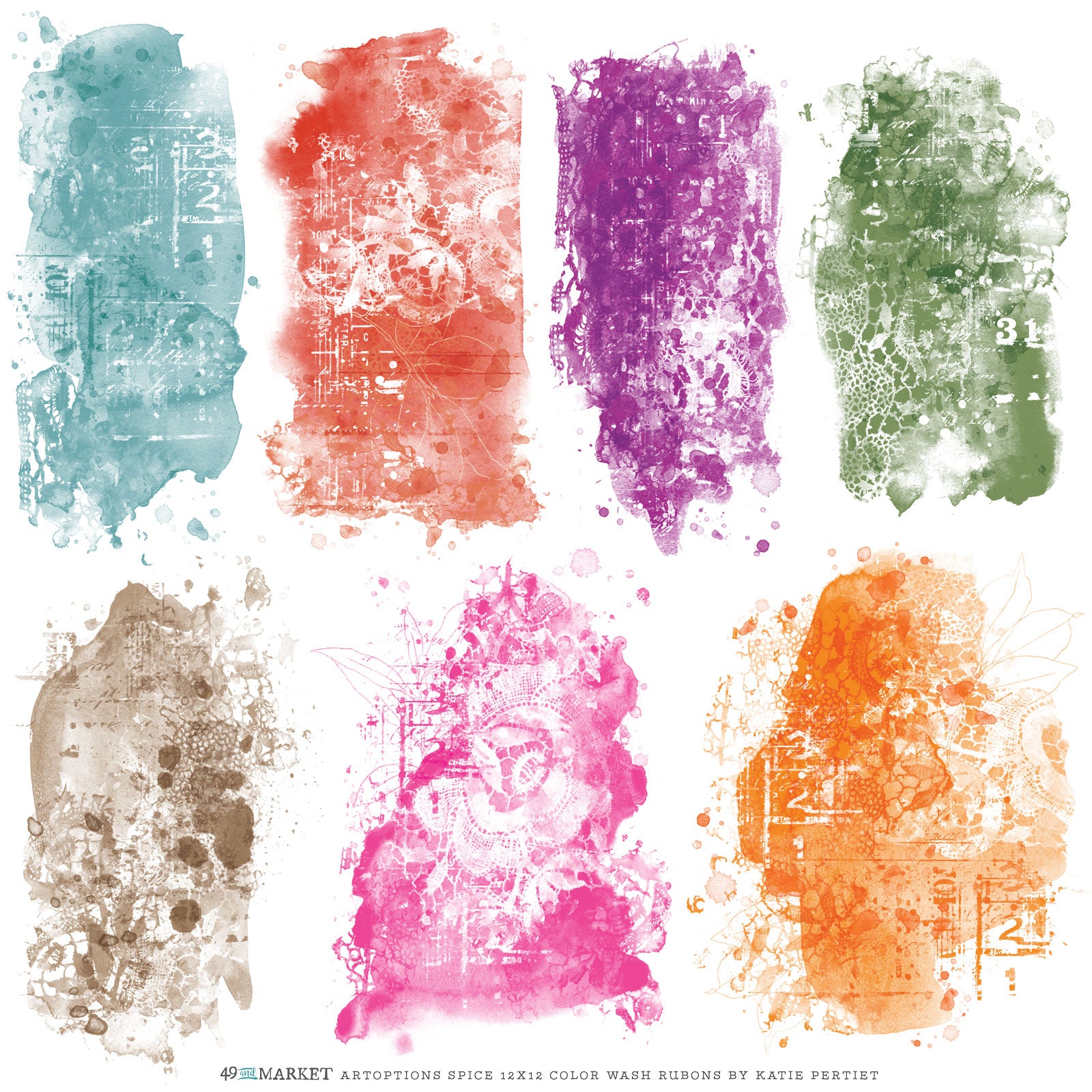 ARToptions Spice Rub-Ons 12"X12" Color Wash