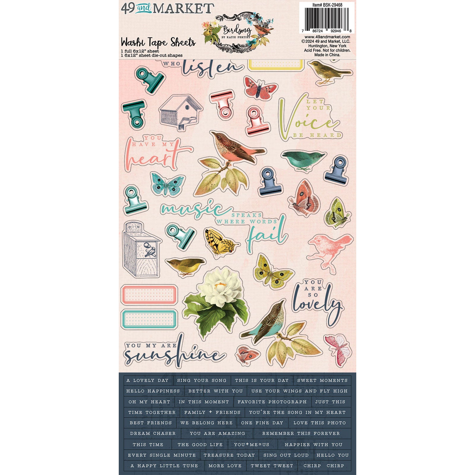 Birdsong Washi Tape Sheet Set
