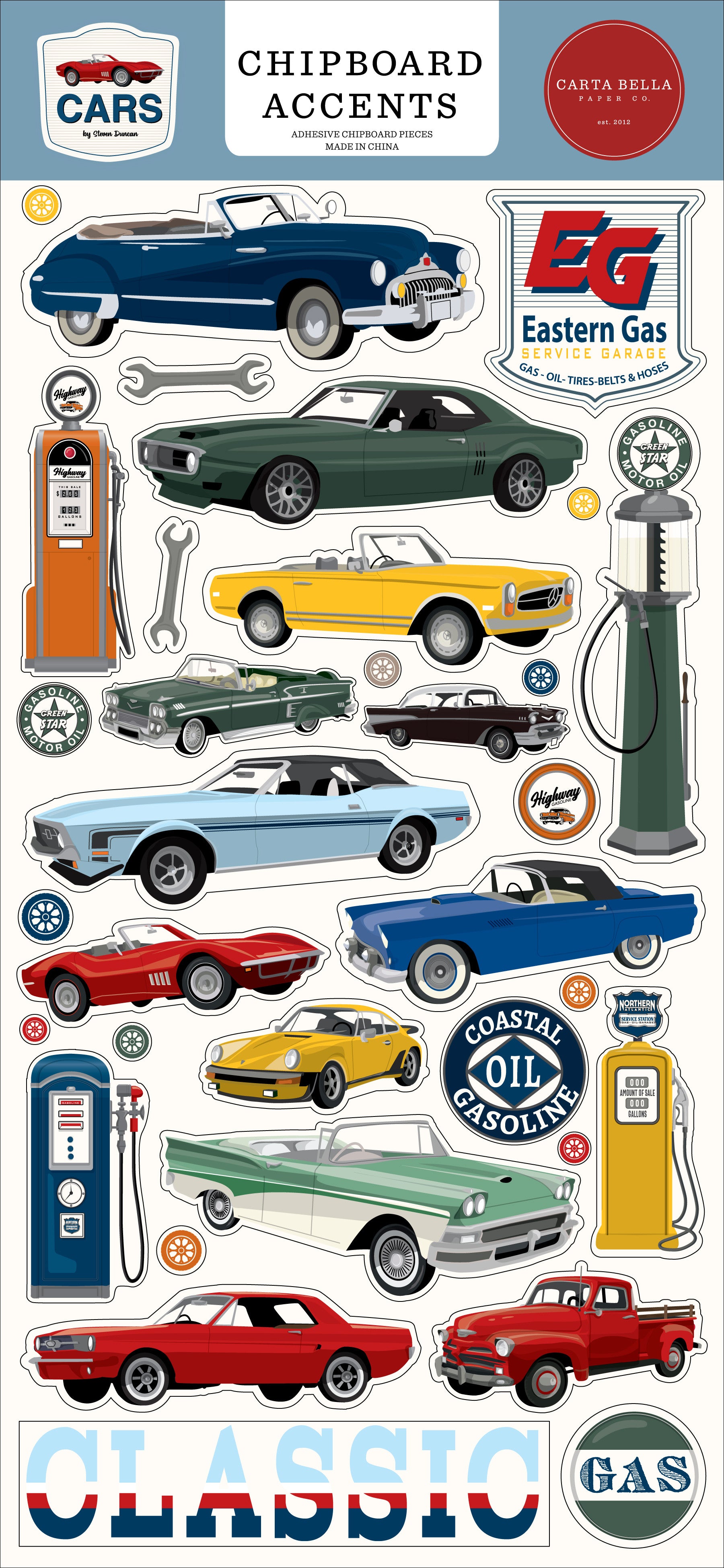 Cars Chipboard 6"X13"