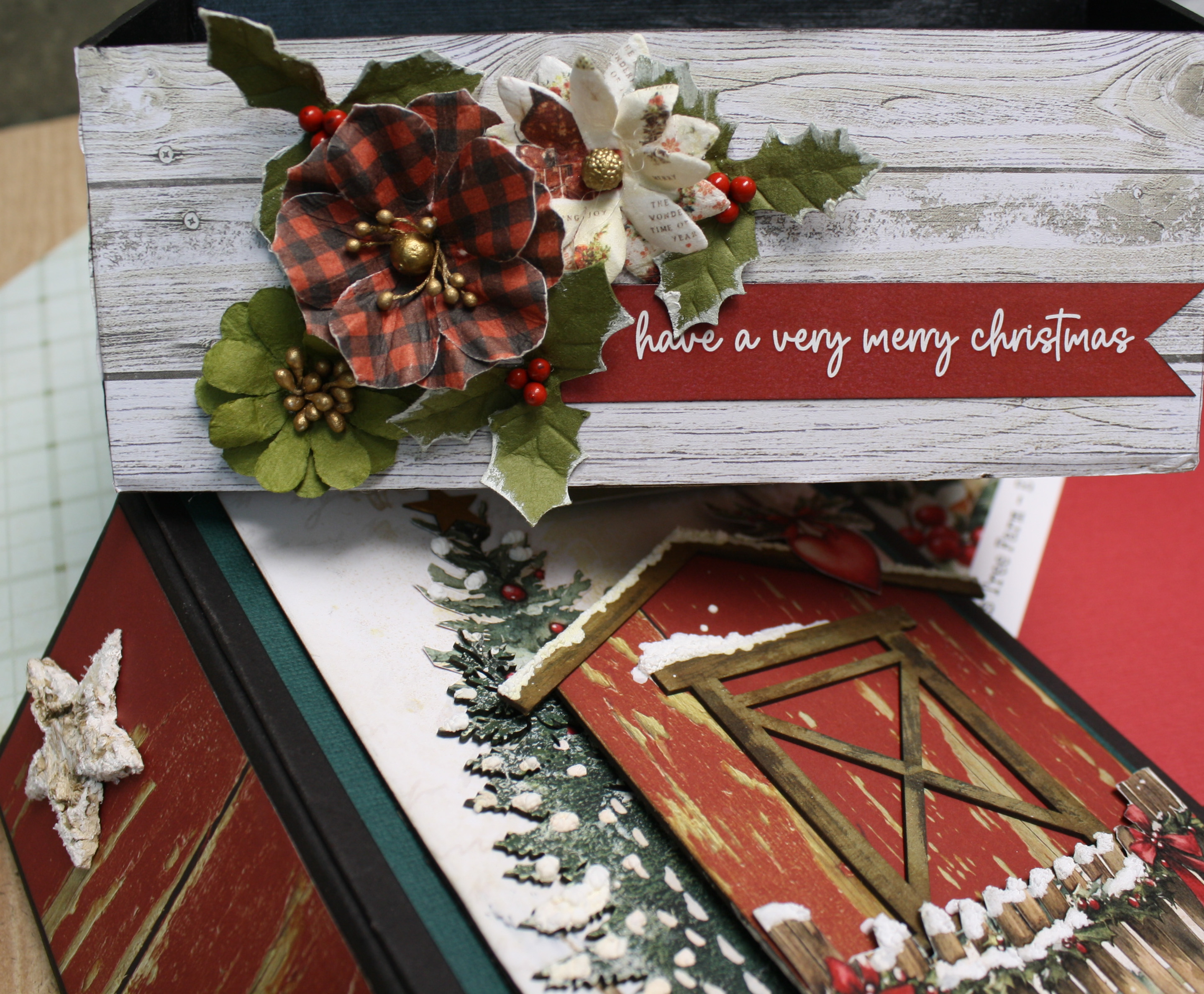 Paper Rose Christmas Tree Farm Mini-Book & Card Holder by Nancy Wethington