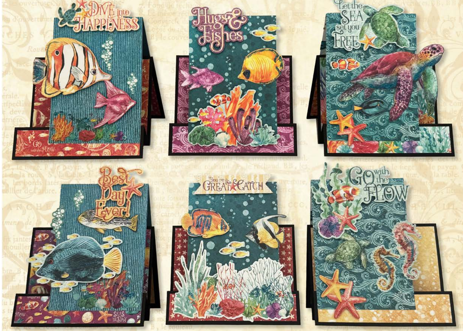 Graphic 45 Card Class Series Vol 4 2025 - Seas the Day – Faux Step Card Set