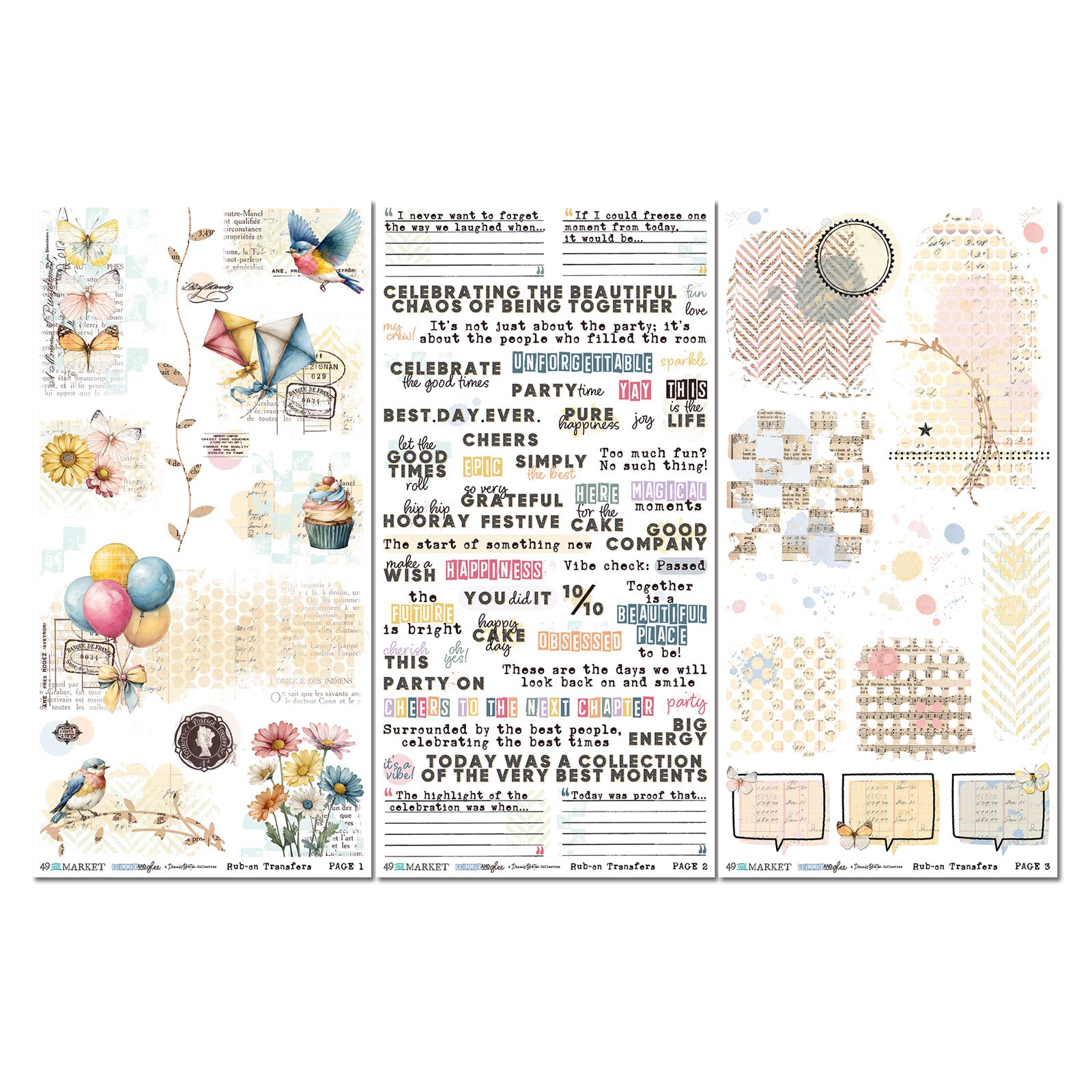 49 and Market 6 x12 Blendable Rub-on Transfer Set - Glimmer and Glee
