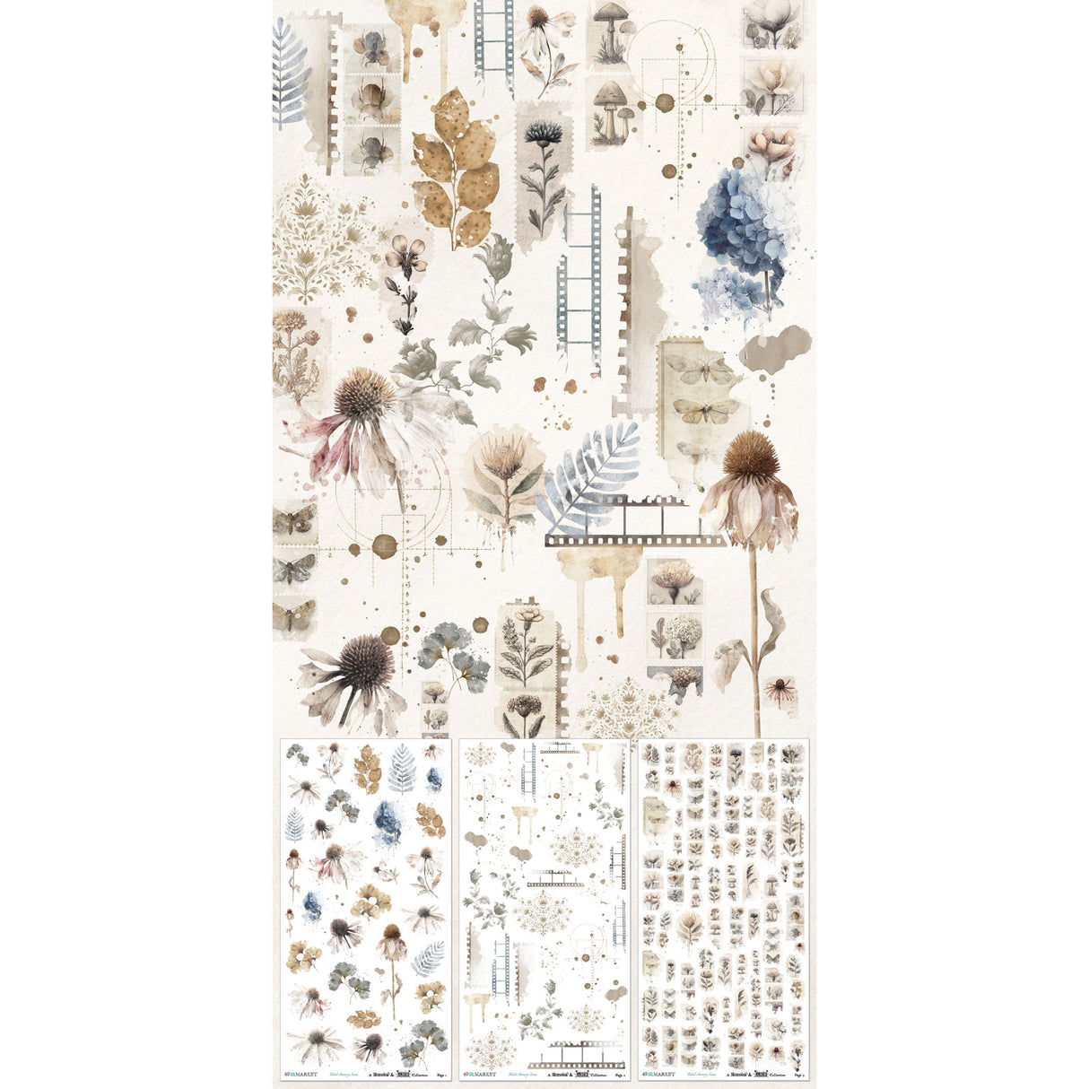 49 and Market 6 x12 Essential Rub-on Transfer Set - Faded Memory Lane