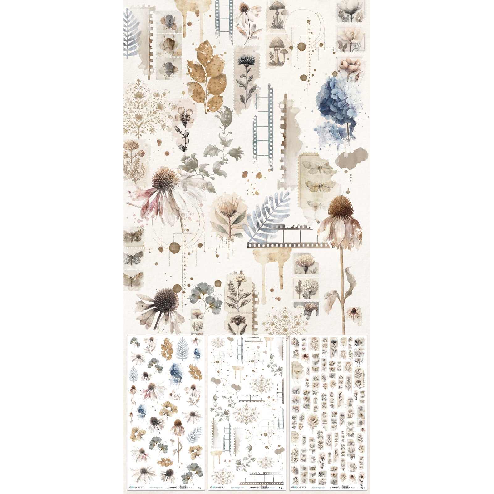 49 and Market 6 x12 Essential Rub-on Transfer Set - Faded Memory Lane