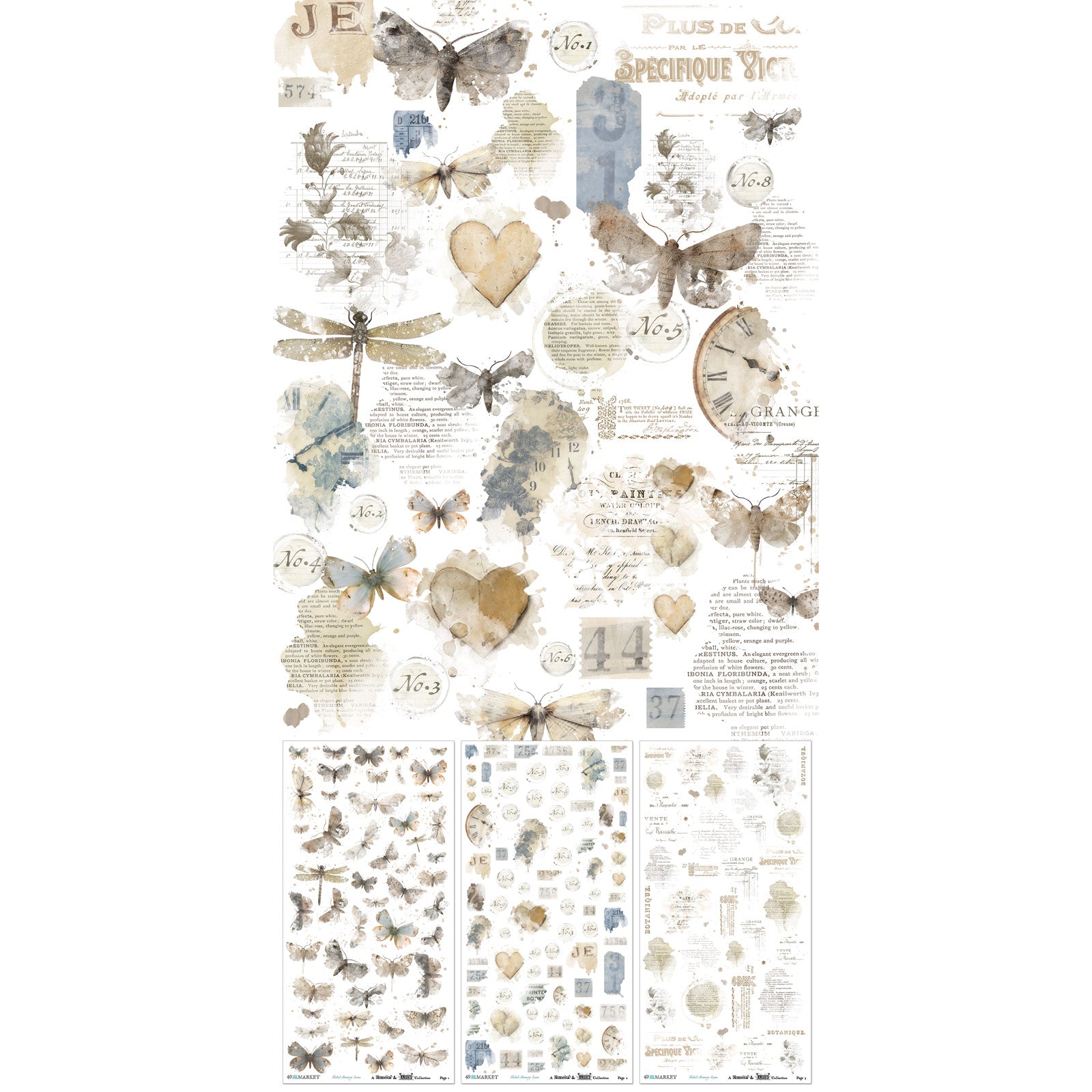 49 and Market 6 x12 Blendable Rub-on Transfer Set - Faded Memory Lane