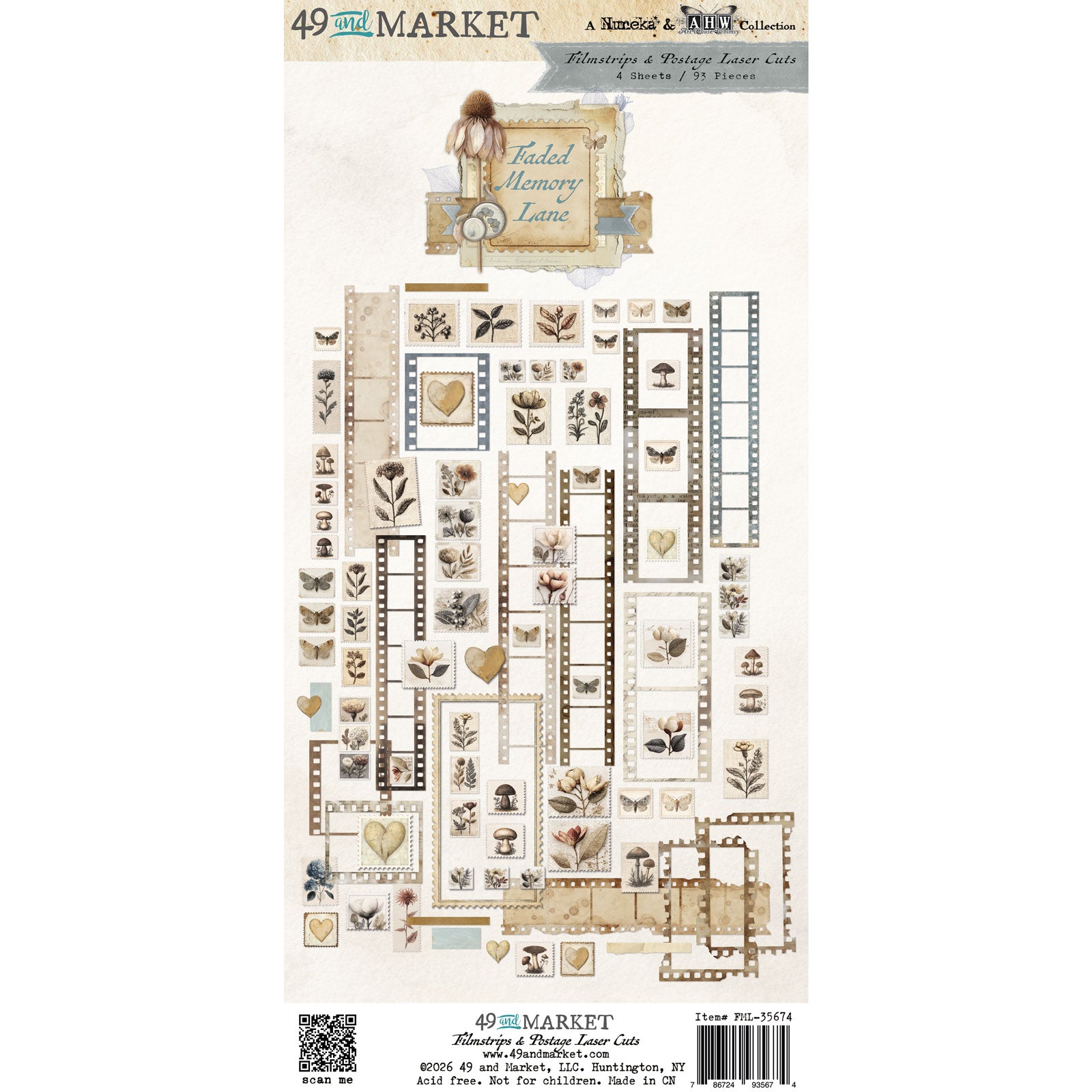 49 and Market Laser Cut Filmstrips and Postage - Faded Memory Lane