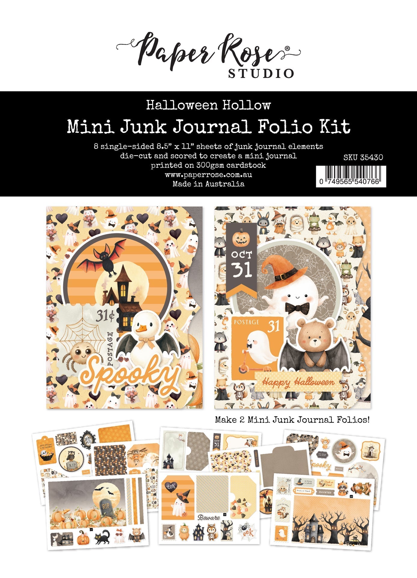 Halloween Hollow Mini Junk Journal Folio Kit