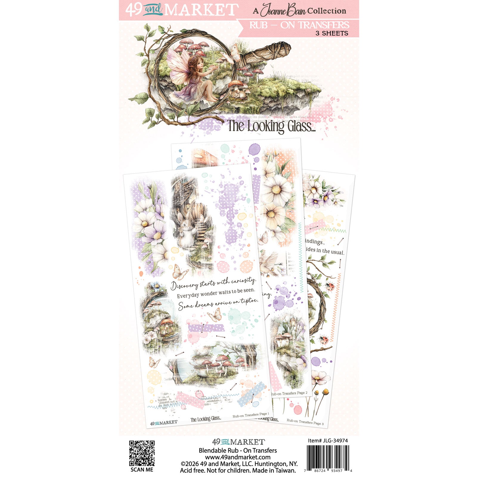 49 and Market 6 x12 Blendable Rub-on Transfer Set - The Looking Glass