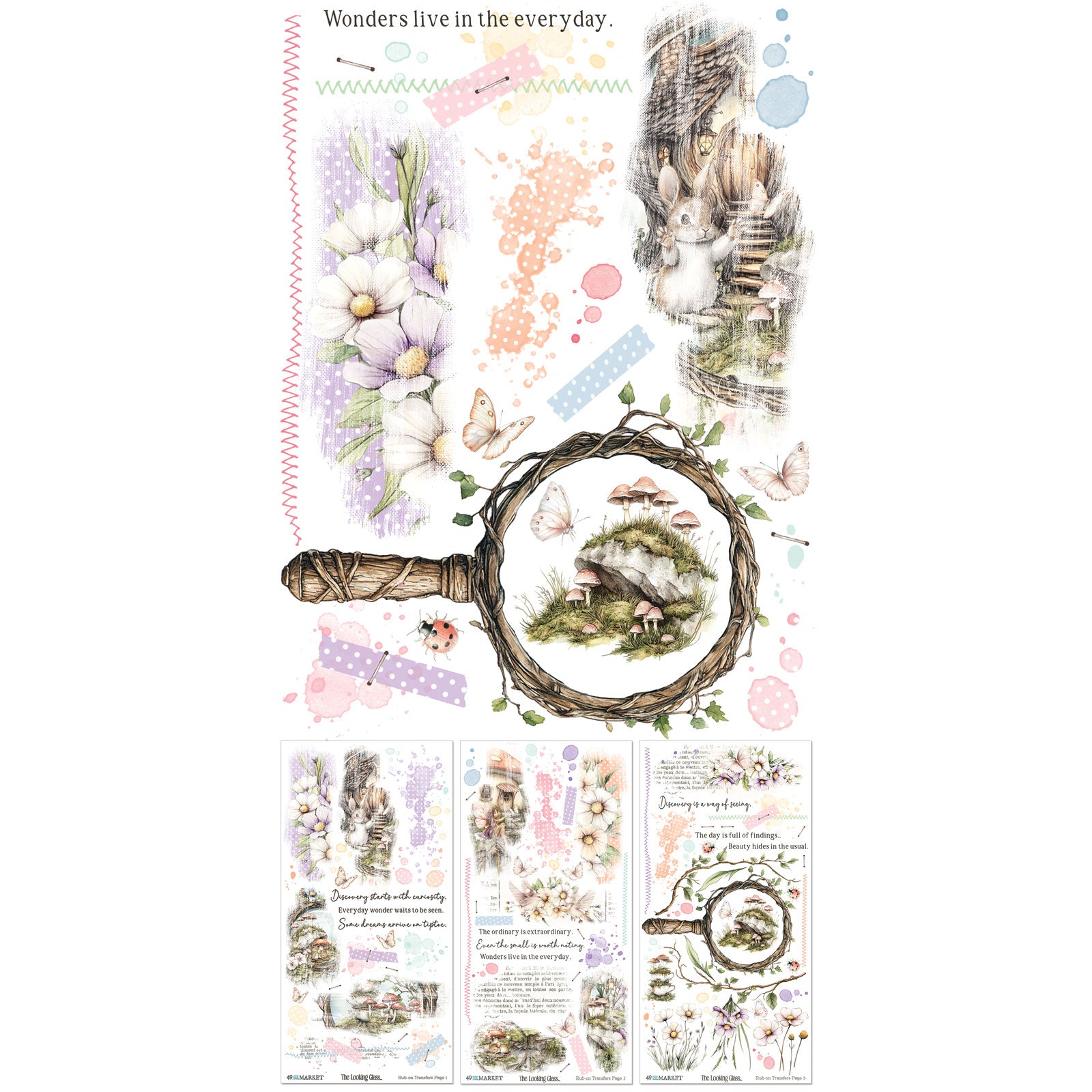 49 and Market 6 x12 Blendable Rub-on Transfer Set - The Looking Glass