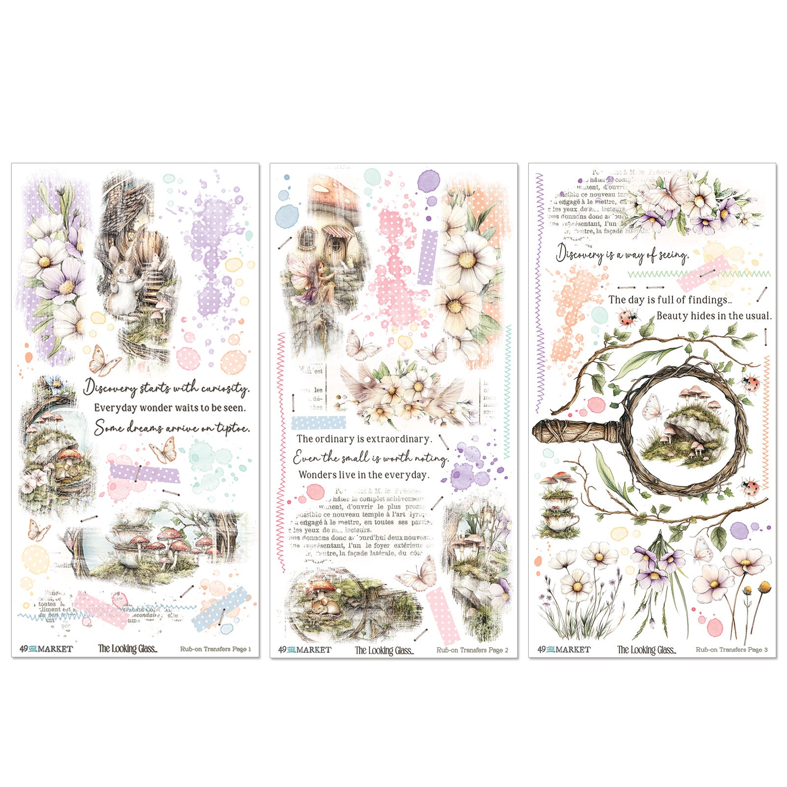 49 and Market 6 x12 Blendable Rub-on Transfer Set - The Looking Glass
