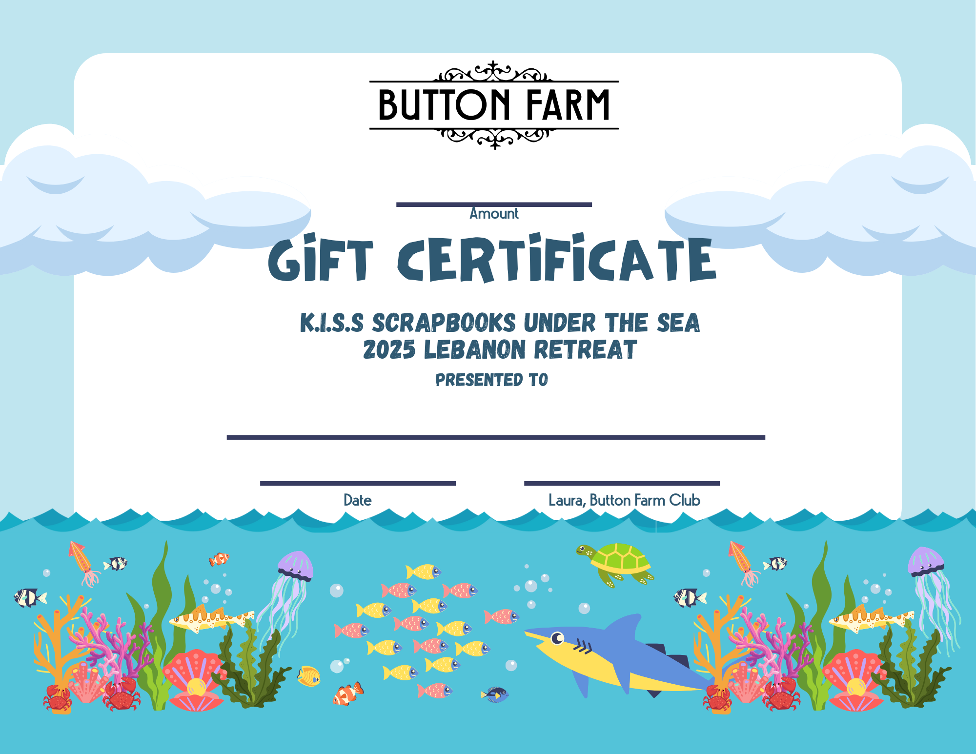 Gift Certificate ( For Secret Sister ) Deliverable to the Kiss Crop