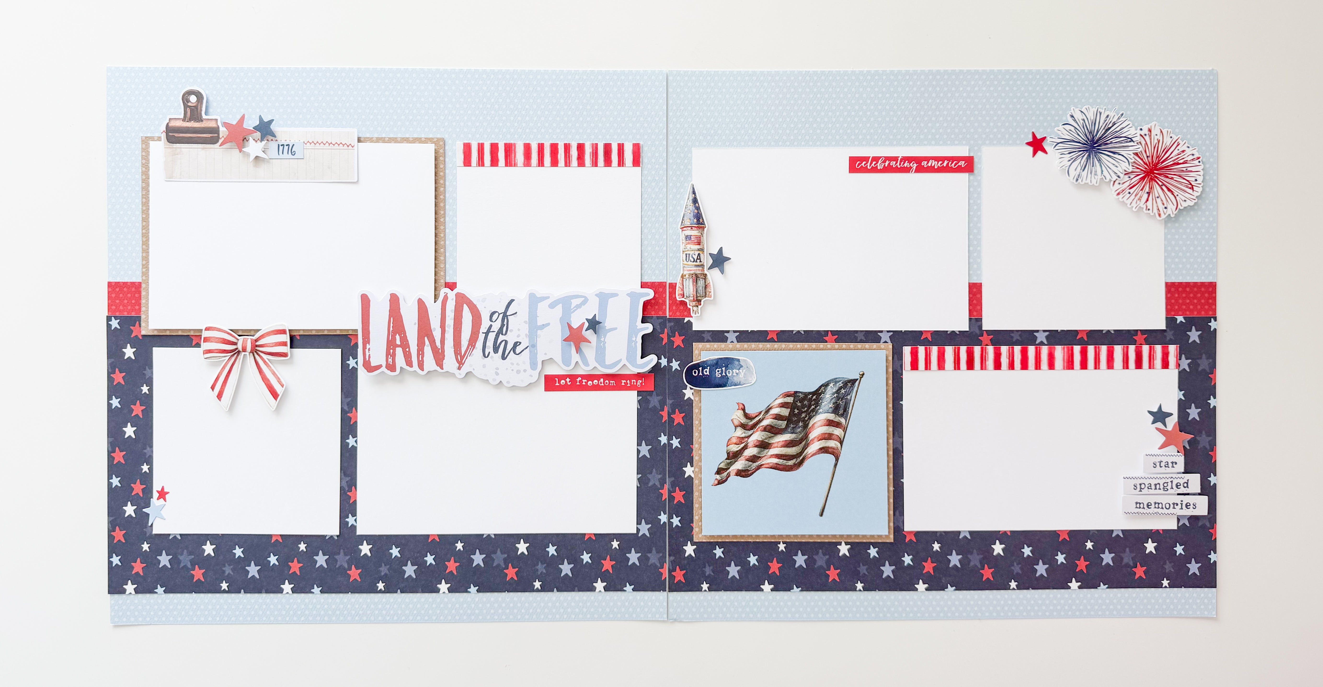 SIMPLE STORIES Land of the Free Layouts PAGE KIT