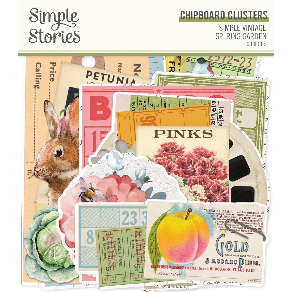 Simple Vintage Spring Garden - Chipboard Clusters