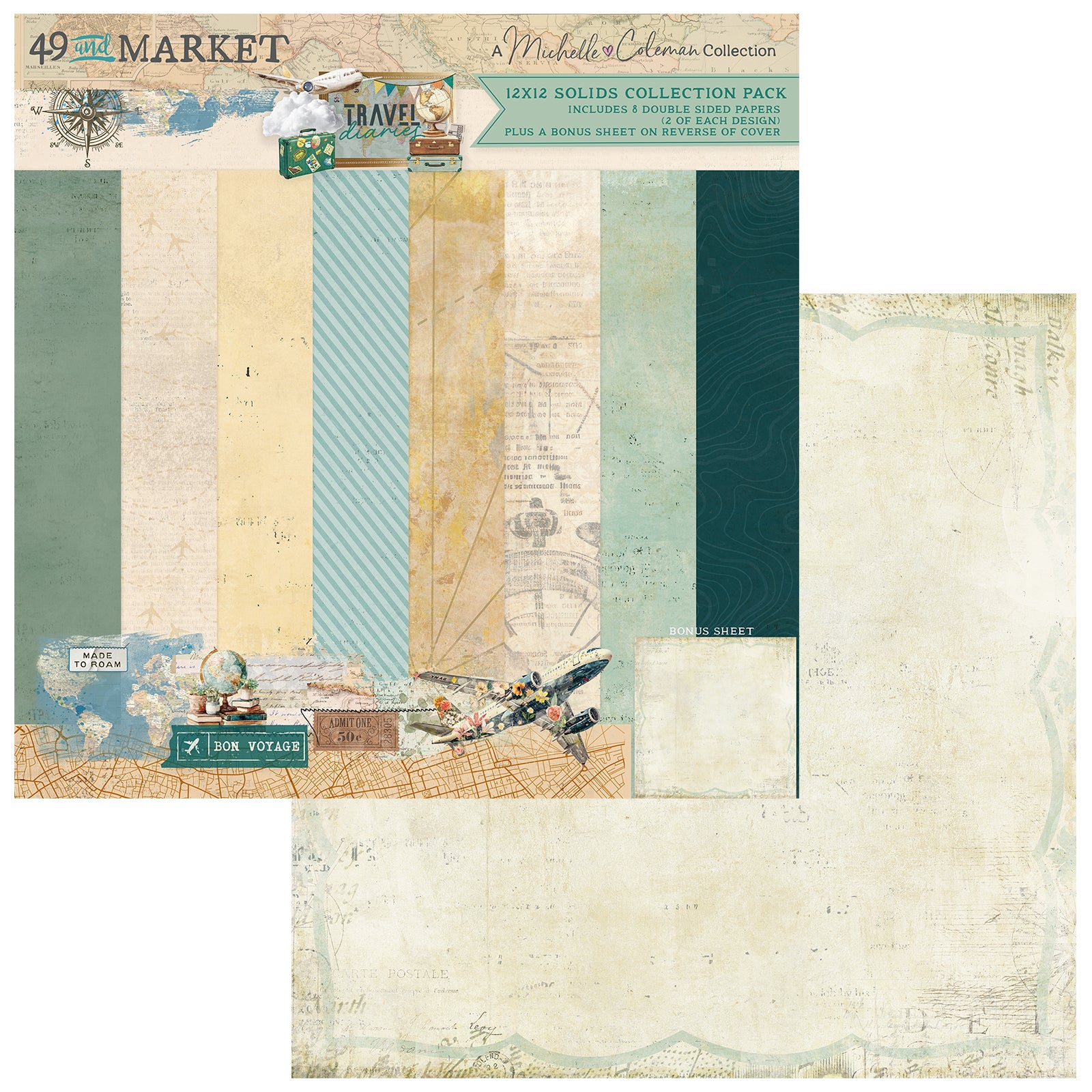 49 and Market 12 x12 Solids Collection Pack - Travel Diaries