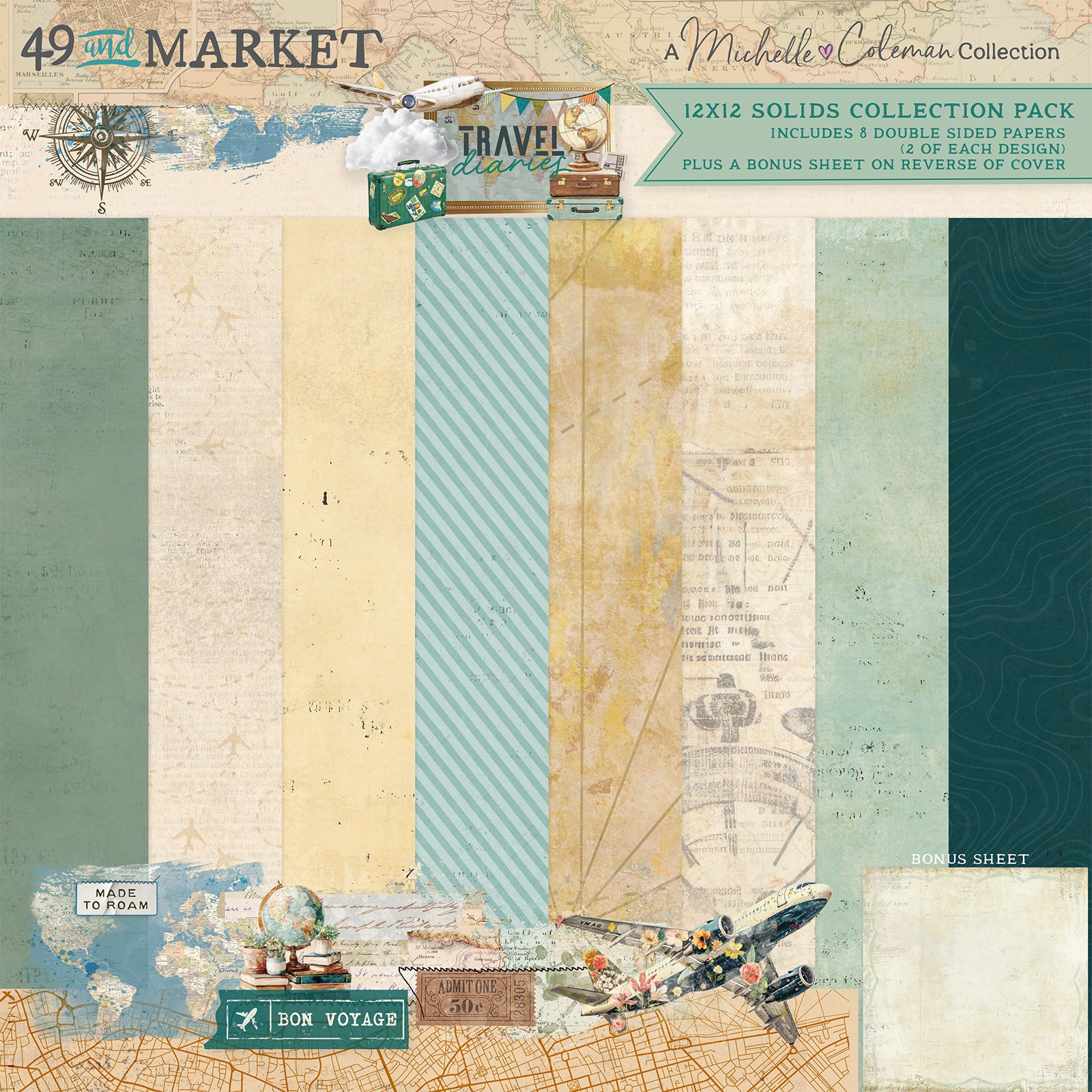 49 and Market 12 x12 Solids Collection Pack - Travel Diaries