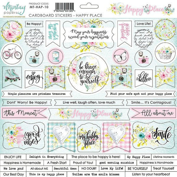 Happy Place 12x12 Cardboard Stickers by Mintay Papers