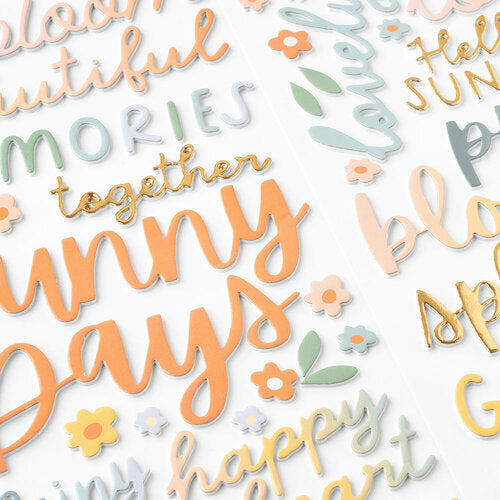 Pebbles - Sunny Bloom Collection - Foam Stickers - Phrase