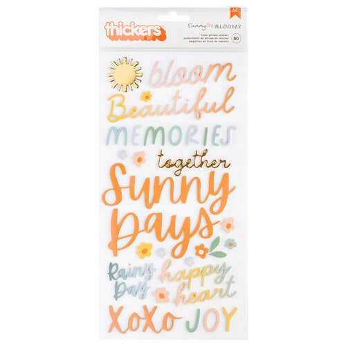 Pebbles - Sunny Bloom Collection - Foam Stickers - Phrase