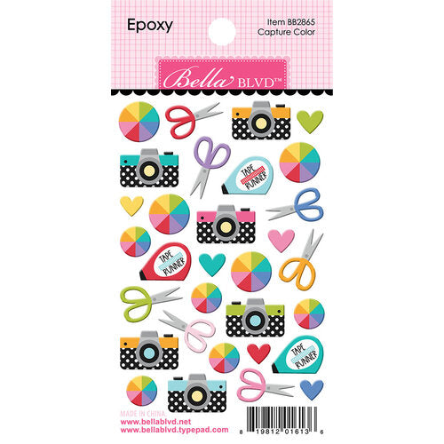 Bella Blvd - Let's Scrapbook! Collection - Epoxy Stickers - Capture