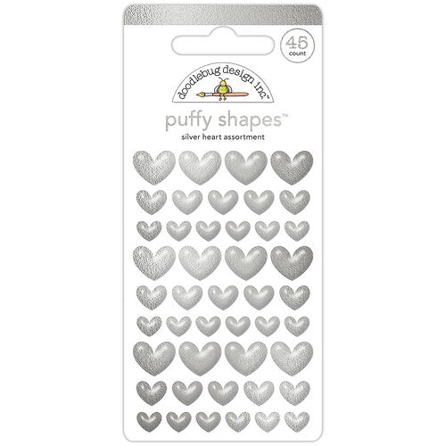 Silver Hearts - Puffy Shapes