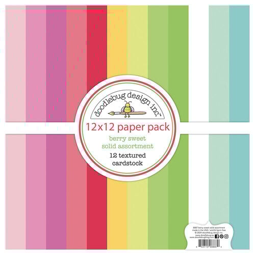 Doodlebug 12x12 Paper Pack Solids - Berry Sweet
