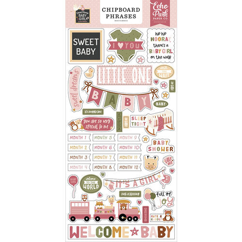 Special Delivery Baby Girl Collection - Chipboard Phrases