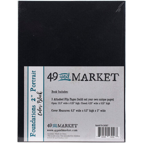 Foundations 2" Portrait - 6.5 x 8.5 Chipboard Album - Portrait - Black