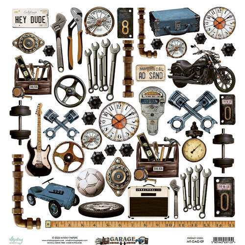 Garage Collection - 12 x 12 Double Sided Paper - Elements by Mintay Papers