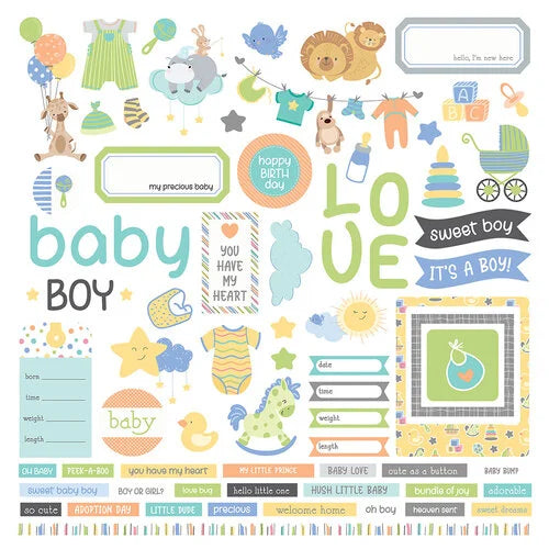 Hush Little Baby Collection - 12 x 12 Cardstock Stickers - Boys
