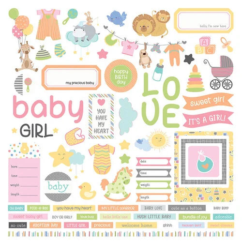 Hush Little Baby Collection - 12 x 12 Cardstock Stickers - Girls