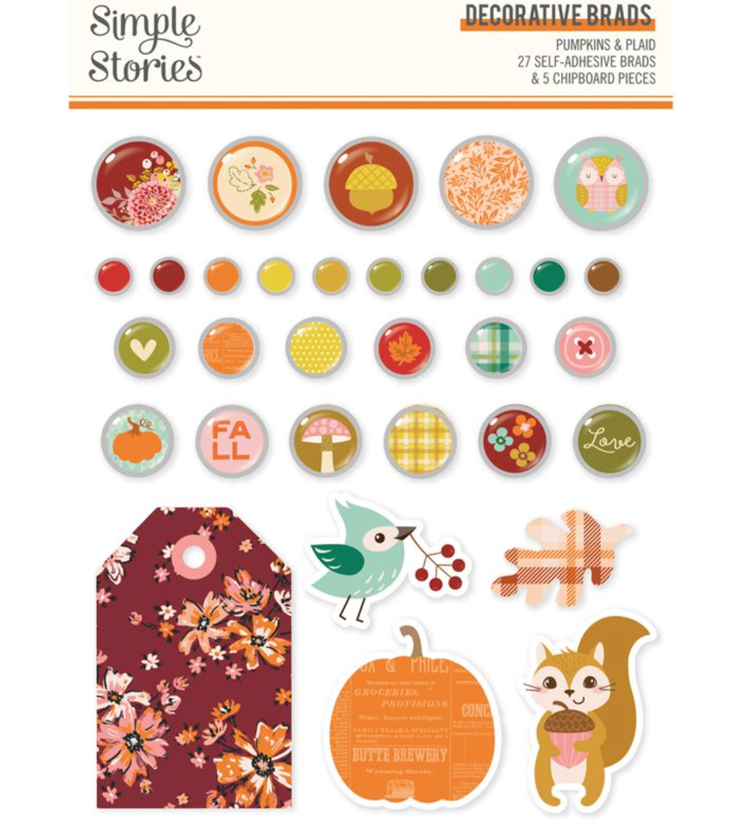 Simple StoriesPumpkins and Plaid Decorative Brads **PRE-ORDER**