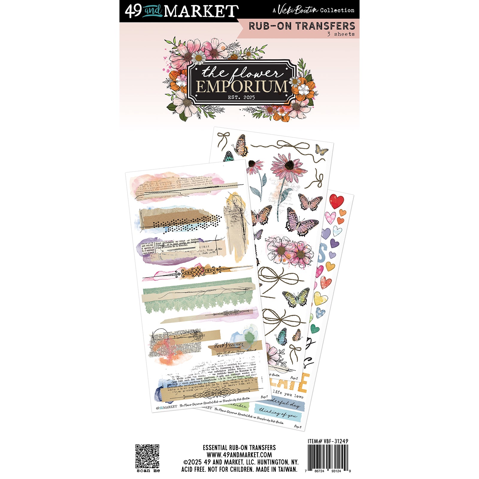 Essentials Rub-On Transfer Set "6"X12" - The Flower Emporium