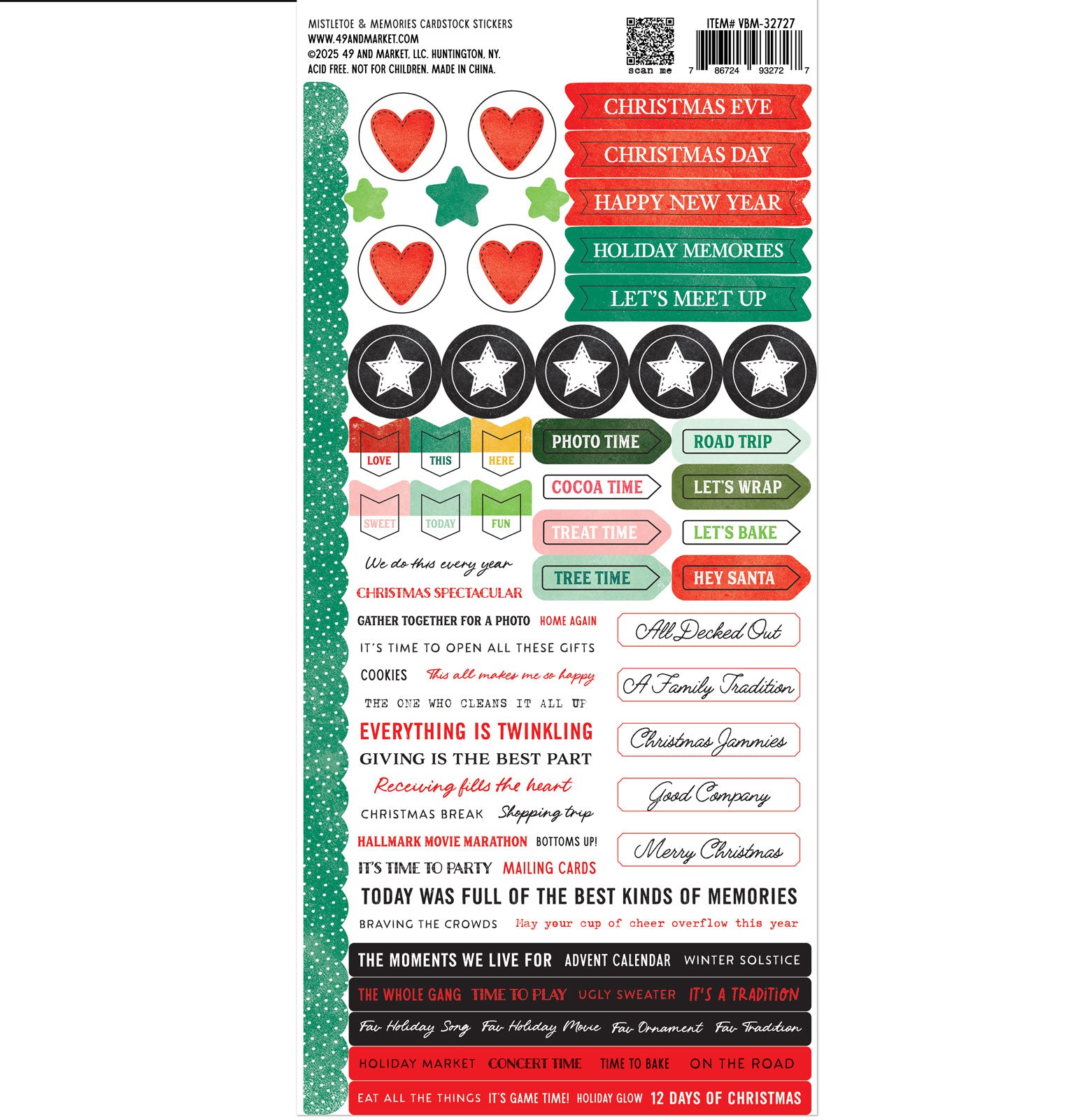 49 And Market Cardstock Stickers Mistletoe and Memories