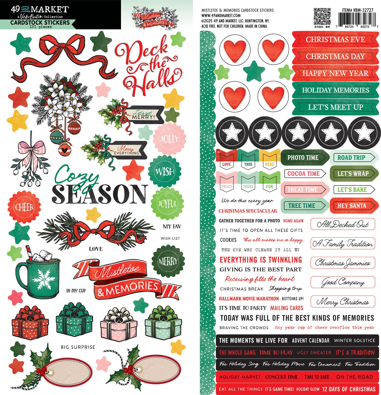 49 And Market Cardstock Stickers Mistletoe and Memories
