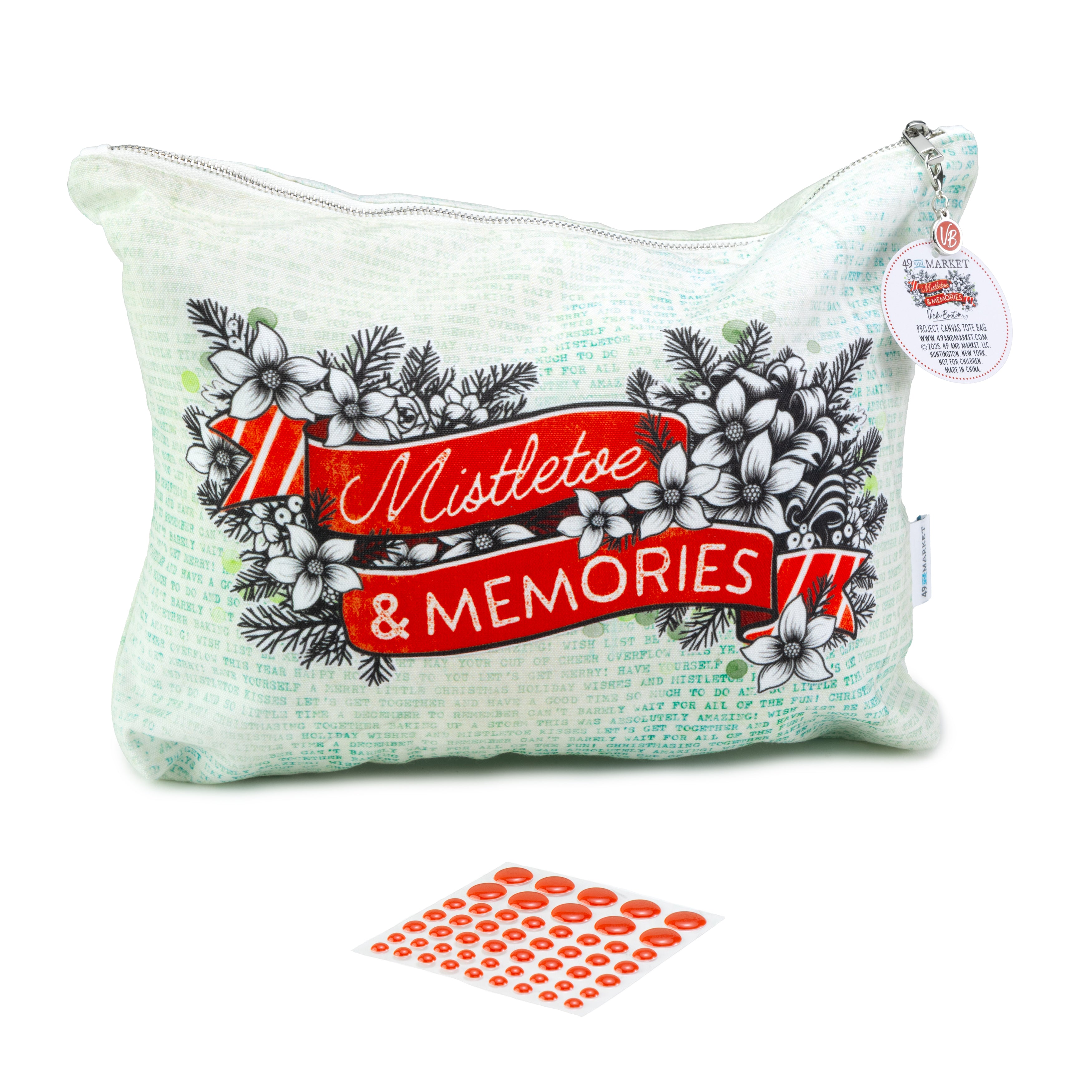 Mistletoe and Memories Zippered Tote