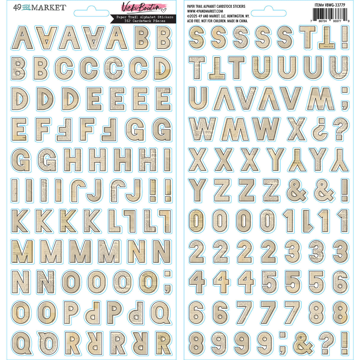 Paper Trail Alphabet Cardstock Sticker